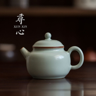 寻心天青汝窑小茶壶单壶开片可养陶瓷复古手工汝瓷功夫茶具泡茶壶
