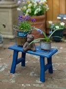 爱上花园花架板凳 花园木质装饰摆件做旧 花凳 英文小板凳置物架