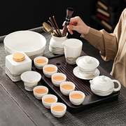 羊脂玉白瓷水墨功夫茶具，套装家用轻奢高档茶壶盖碗陶瓷茶杯礼盒装