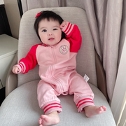 女婴儿连体衣服男宝宝0网红3春夏装，6个月1岁外套装婴幼儿外出抱衣