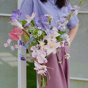 多巴胺蜜桃可可仿真花花束手捧花，绢花客厅插花餐桌，家居装饰品摆设