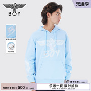 晴空蓝boylondon冬男女同，款长袖印花肌理，刺绣连帽卫衣n04023