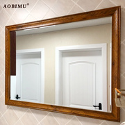 新中式实木穿衣镜家用壁挂全身镜入户玄关试衣镜卫生间壁挂浴室镜