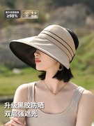大帽檐黑胶空顶防晒帽女夏天2024遮阳防紫外线可折叠太阳帽子