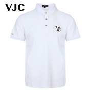 VJC/威杰思2024年夏季男装圆领短袖烫钻字母商务休闲Polo衫