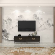 新中式茶室背景墙装饰壁画墙布客厅，电视墙纸书房墙布卧室山水壁画