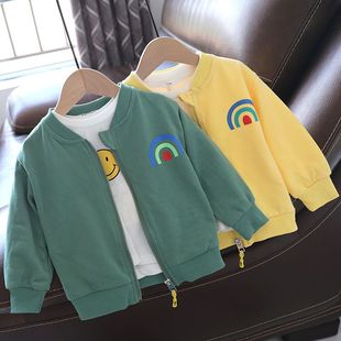 宝宝纯棉韩版男童外套，薄款开衫儿童，2024春秋外套棒球服