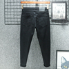 香港夏季薄款黑色九分牛仔裤，男士修身小脚，休闲春秋款弹力高端裤子
