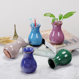 家居装饰品花瓶花器花插摆件，摆设笔插深蓝浅蓝深绿浅绿紫色陶瓷瓶
