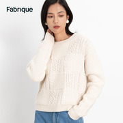fabrique编织格纹肌理感羊毛，纯色针织衫高级感白色毛衣darely