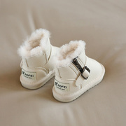 儿童雪地靴加厚婴儿男童软底，圆头中筒棉鞋，户外平底保暖短靴女学步