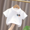 儿童纯棉短袖polo衫上衣男童宝宝，夏装白色半袖，t恤女童洋气体恤潮