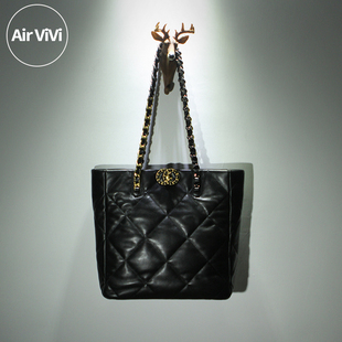 airvivi-娉-真皮链条包大容量，购物袋大包托特包菱格包羊皮包女包