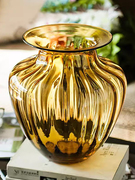 阑珊树巴洛克风格大浮雕透明玻璃花瓶器北欧式复古装饰摆件琥珀灰