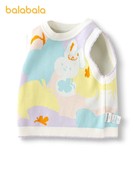巴拉巴拉女童马甲小童宝宝，针织背心儿童圆领，马夹2024春装童装