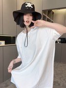 rrfashion连衣裙女2024夏季纯色拼接蕾丝，蝴蝶结短袖t恤裙