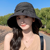 春季旅游防晒帽子女夏天百搭黑色盆帽防紫外线遮太阳帽大沿渔夫帽
