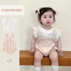 夏季婴儿韩版衣服婴幼儿，薄款短袖两件套纯棉，女包屁衣公主背带哈衣