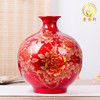 水晶釉陶瓷器落地花瓶摆件中国红色景德镇客厅插花新中式结婚