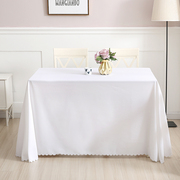 白色桌布布艺定制圆形台布，酒店餐厅饭店，圆桌布纯色长方形会议桌布