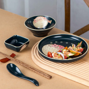 一人食餐具日式可爱陶瓷，碗筷组合单人一套精致早餐盘情侣碗碟套装