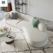 轻奢布艺沙发客厅家用科技布沙发组合现代简约免拆洗弧形转角沙发