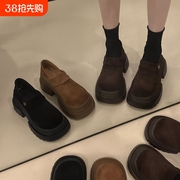 2025早春新款英伦风时尚乐福鞋女百搭休闲单鞋厚底增高复古勃肯鞋