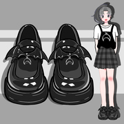 原创黑色厚底小皮鞋女夏季学院风日系学生jk制服鞋子甜酷玛丽珍鞋
