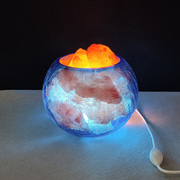 冰与火喜马拉雅水晶盐灯，矿石灯遥控可调光小夜灯卧室装饰睡眠灯