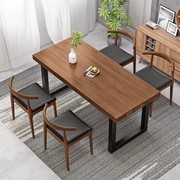美式现代实木餐桌吃饭桌子家用餐桌小户型一桌四椅组合铁艺餐桌椅