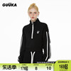 GUUKA黑色半高领拉链卫衣22女潮 蝙蝠袖条纹外套运动套装搭配