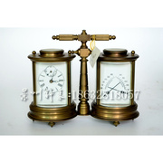 钟表连 体皮套小座钟 湿度计 纯铜仿古做旧 把玩台钟 卧室计时钟
