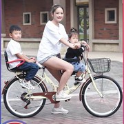 亲子母子车双人前后置护栏女上班接送小孩自行车变速可载安全单车
