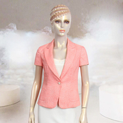 香港名师路年夏季名媛气质芙蓉粉橘粉色短袖西装外套女