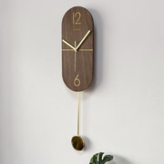 北欧轻奢胡桃木质挂钟个性，创意艺术时钟简约时尚，客厅装饰静音钟表