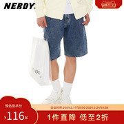 nerdy2023男女同款裤袋，拱形logo牛仔短裤，宽松休闲夏季裤子