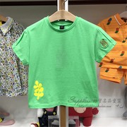 21夏韩国(夏韩国)童装，小雨伞男女童宝宝清新绿色，刺绣短袖t恤休闲上衣