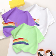 彩虹儿童短袖t恤夏季纯棉，亲子装夏装幼儿园男女童，半袖上衣服