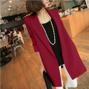 红色长西装外套女夏季薄款简约气质时尚雪纺，上衣高级感防晒小西服