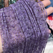 天然紫水晶方糖切面散珠手链，项链锁骨链，手工第一半成品串珠配饰