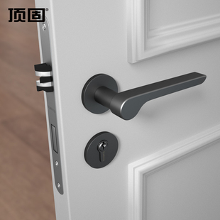 顶固灰黑色门锁室内家用静音门把手薄盖圈林音系列通用型分体锁具
