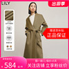 lily2024春女装气质保暖全绵羊毛通勤款，宽松长款毛呢大衣外套