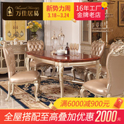 欧式长方形餐桌椅组合香槟金高档全实木一桌六椅大户型法式新古典