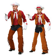 万圣节cosplay牛仔竞技者服成人儿童男，美国西部牛仔扮演演出服装