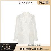 商场同款VIZA VIZA 夏季通勤气质薄款雪纺西装外套女