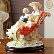 高档欧式陶瓷人物摆件温情母子艺术品瓷偶客厅家居装饰工艺品奢华