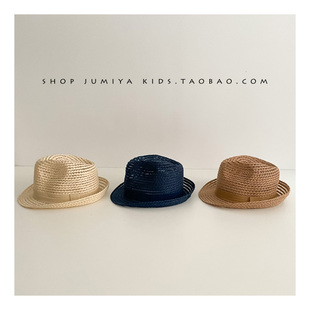 摩登复古~韩国儿童礼帽凹造型，英伦爵士沙滩草帽夏天男童女童帽子