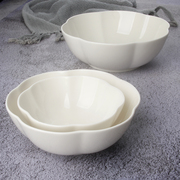创意花形陶瓷餐碗儿童甜品碗 纯白新骨瓷小碗 三口之家用汤碗菜碗