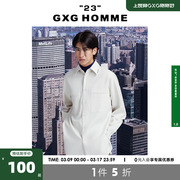 GXG奥莱 22年男装生活系列春季男士大口袋白色翻领长袖衬衫