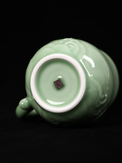 新越窑(新越窑)青瓷龙鱼青瓷，对杯带盖创意，情侣杯茶杯品茗杯企业会议销